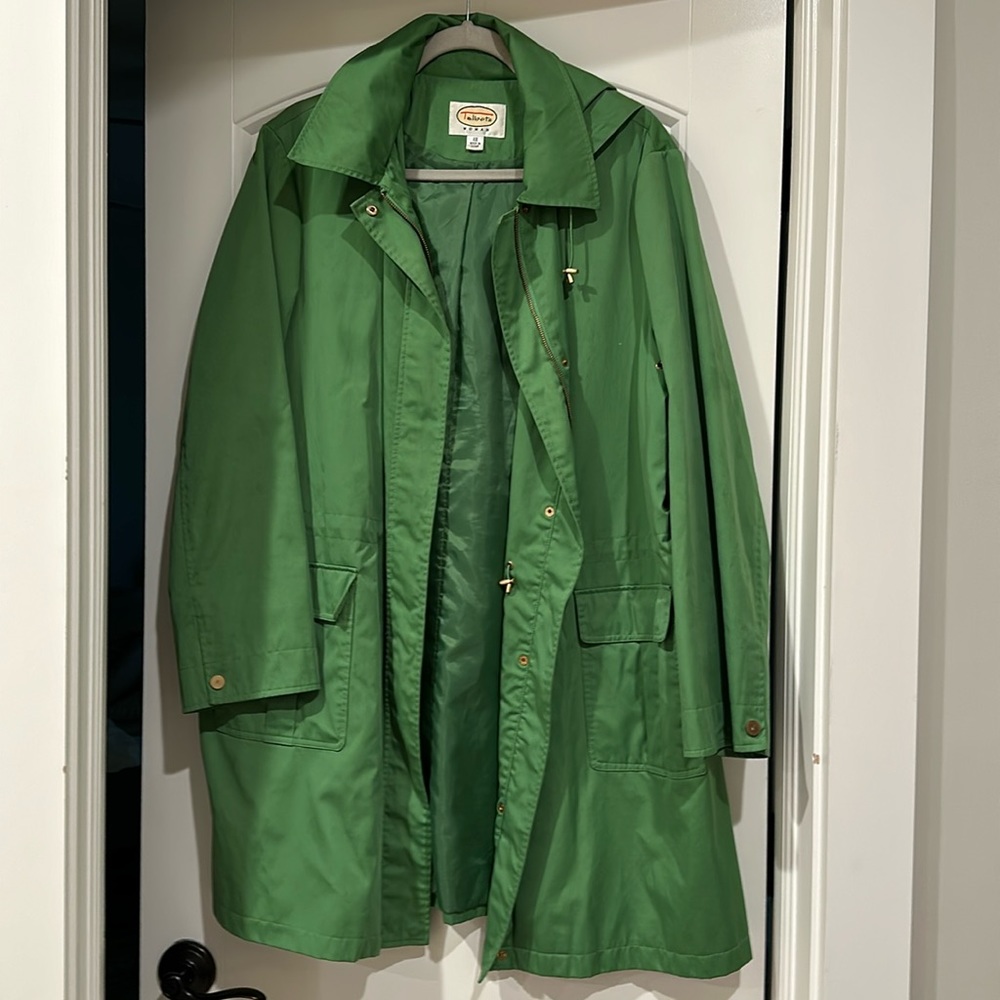 Talbots gently worn green rain jacket